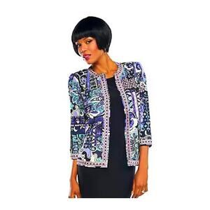 Joan Rivers Small 6 8 JACKET COAT Art to Wear Embroidery Trim Patchwork Paisley